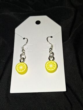 Yellow Lemon Slice Dangle Earrings